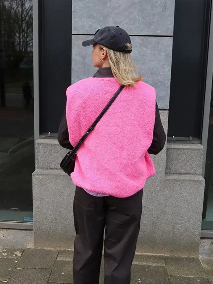 Colete Casual de Fleece Feminino