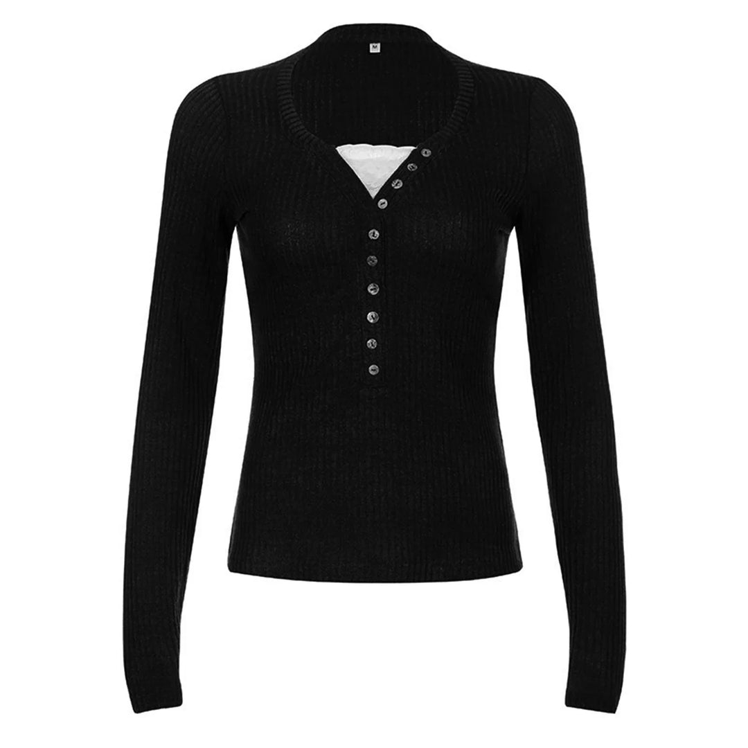 Camisa de Malha Slim Fit de Manga Longa