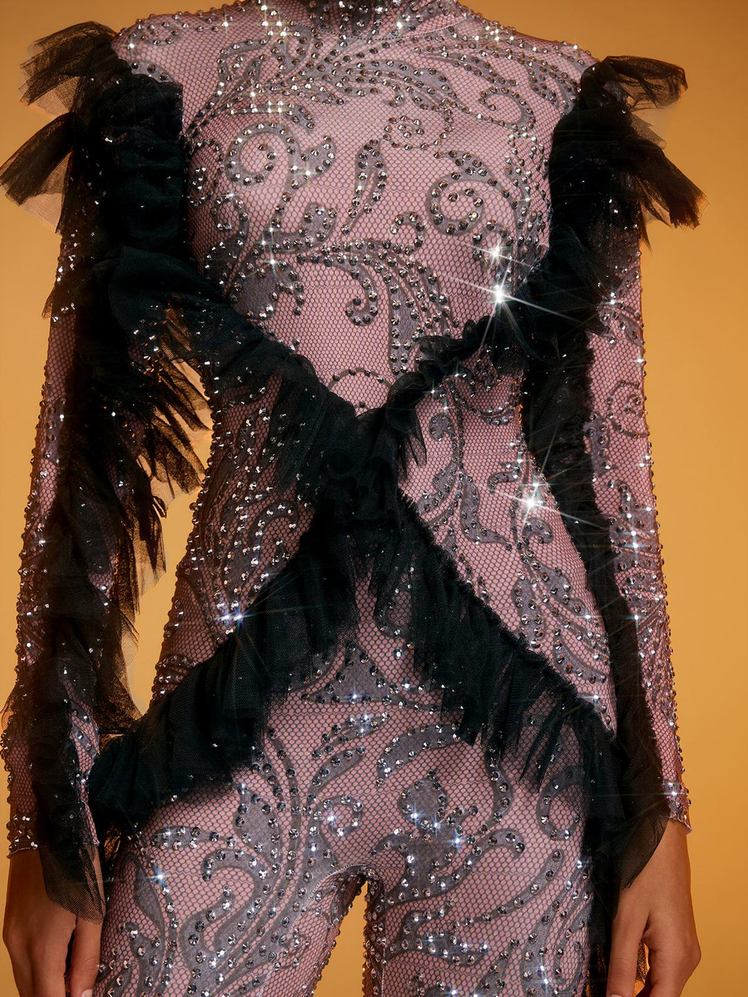 Macacão Dilys com Detalhes em Tulle e Strass
