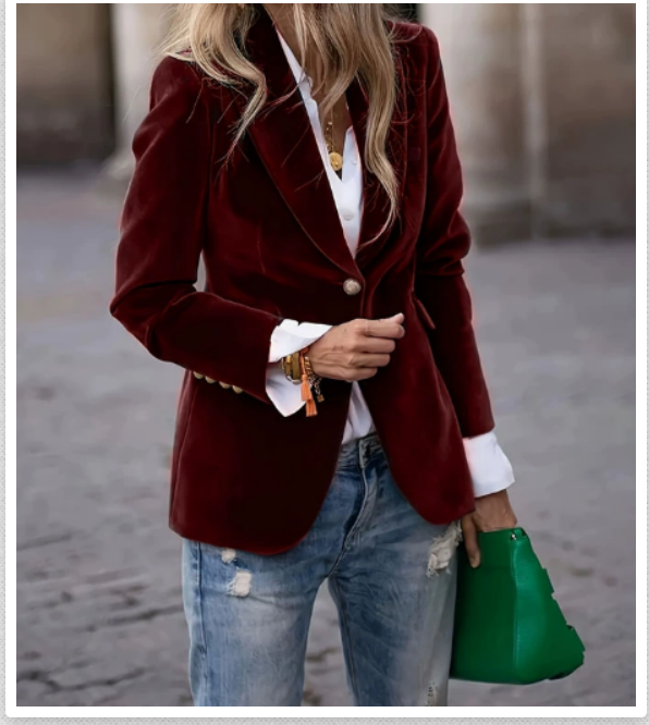 Elegante Blazer de Veludo Feminino