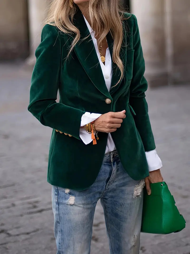 Elegante Blazer de Veludo Feminino