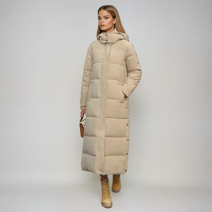 Elegante Casaco Puffer Longo Feminino
