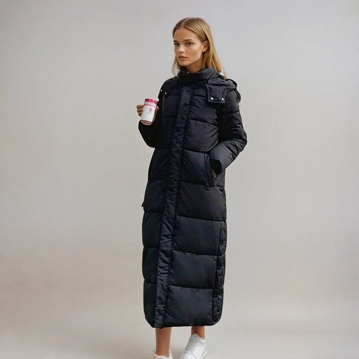 Elegante Casaco Puffer Longo Feminino