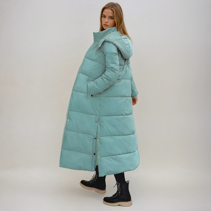 Elegante Casaco Puffer Longo Feminino