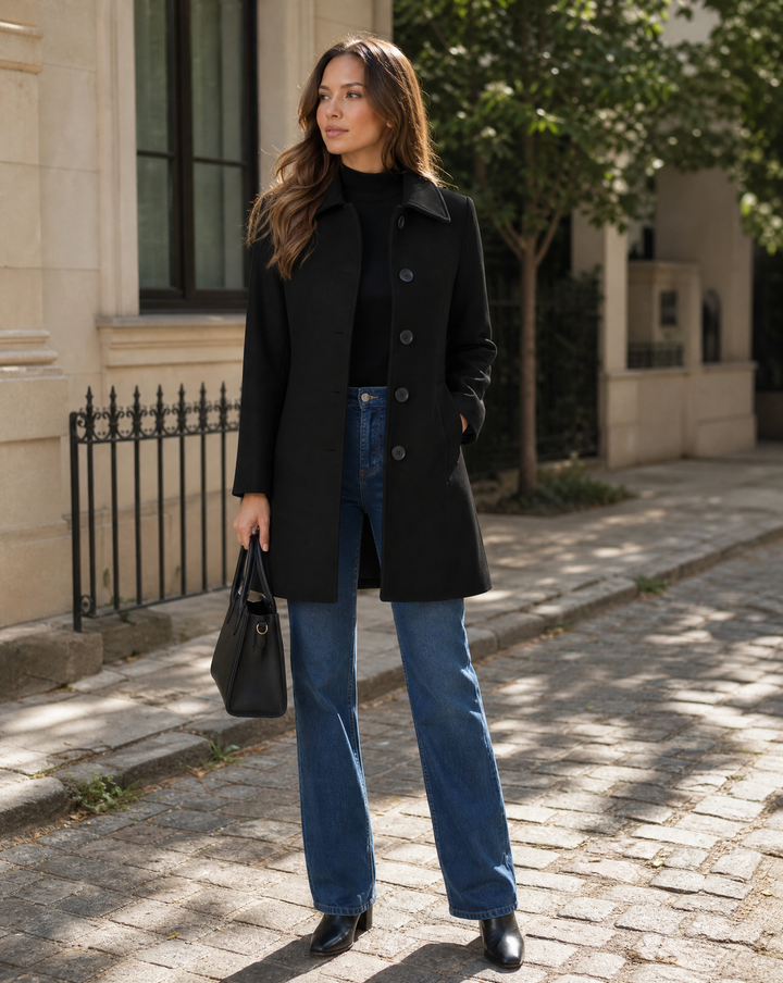 Casaco Trench de Inverno Feminino com Botões