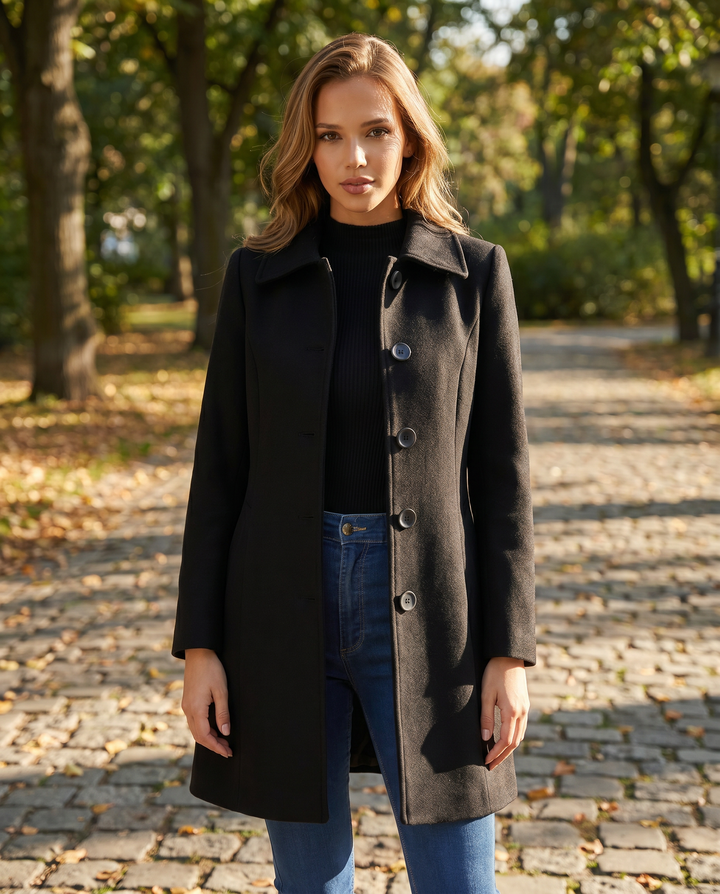 Casaco Trench Feminino de Inverno com Botão Único