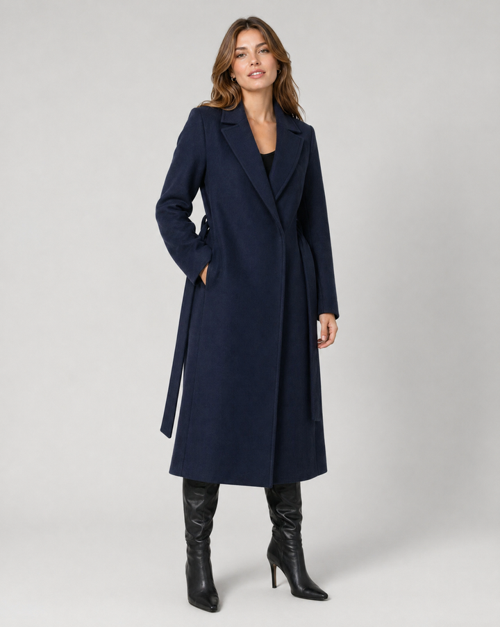 Casaco Trench Clássico de Inverno Longo com Botões