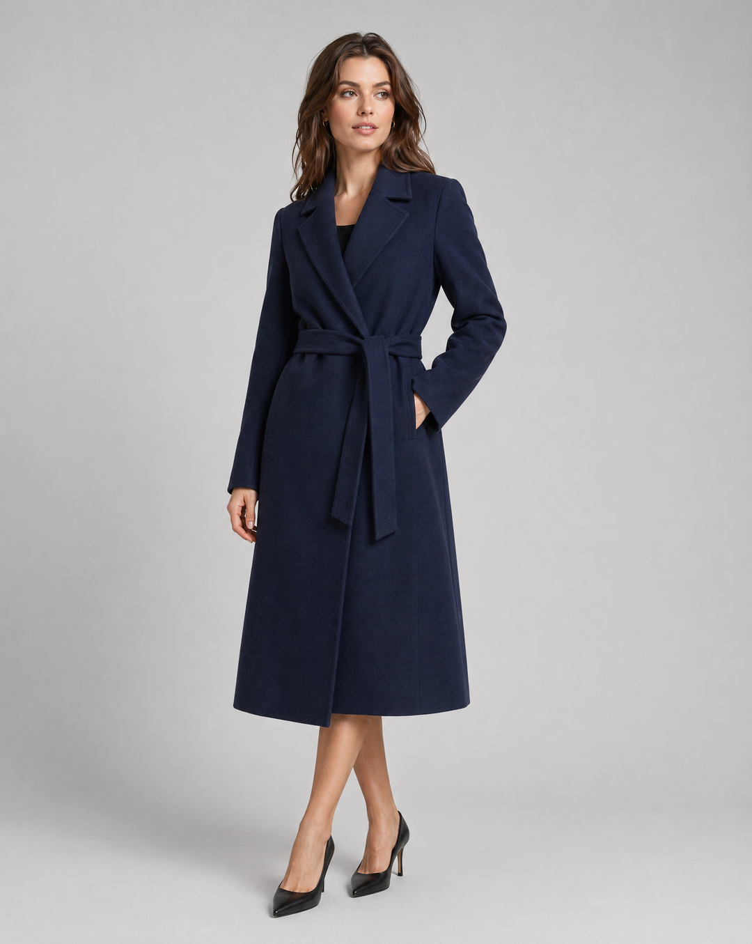 Casaco Trench Clássico de Inverno Longo com Botões
