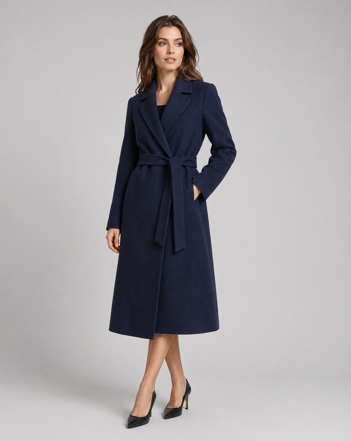 Casaco Trench Clássico de Inverno Longo com Botões