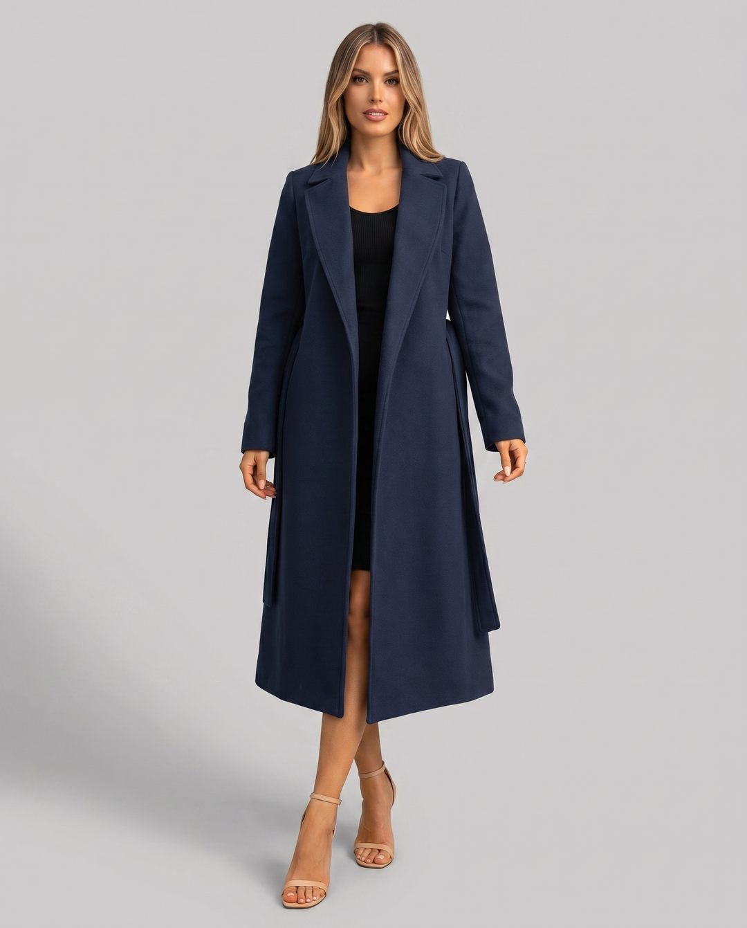 Casaco Trench Clássico de Inverno Longo com Botões