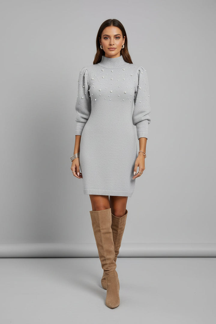 Largo Vestido de Punto con Mangas