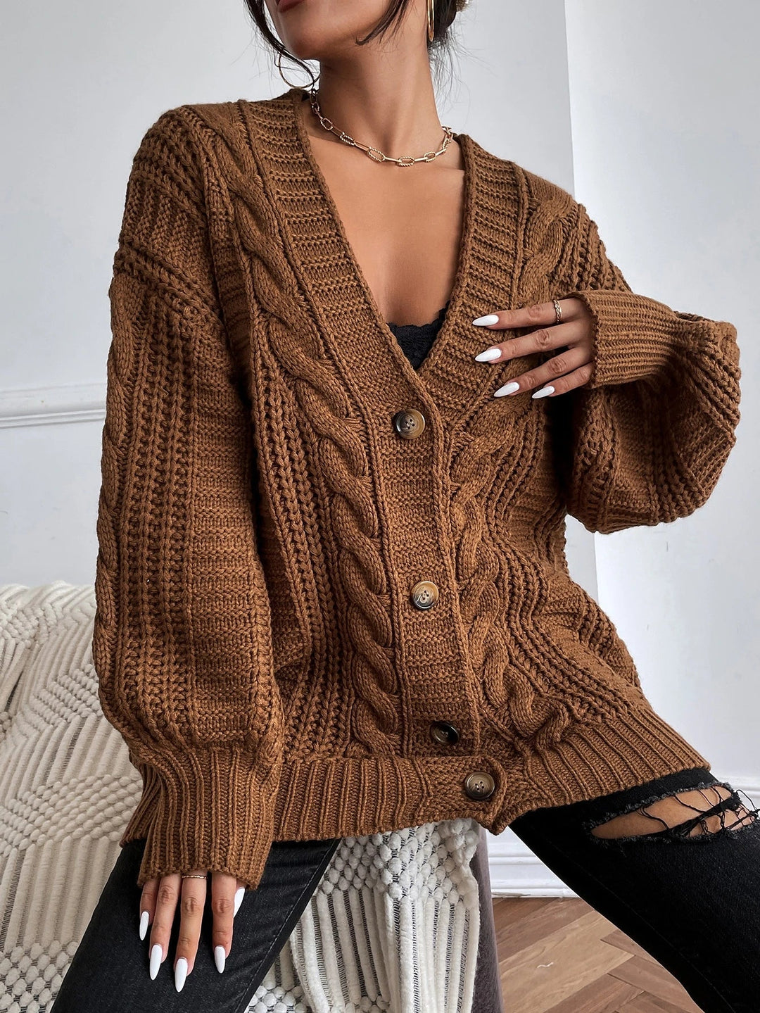 Oversized Cable Knit Cardigan