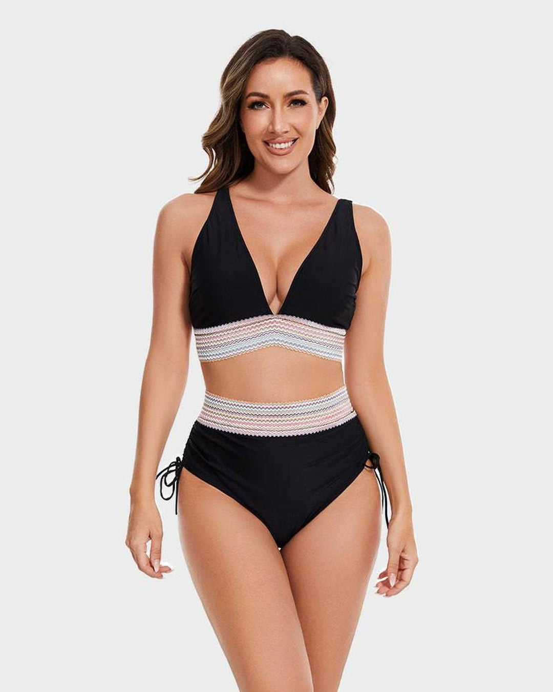 Conjunto de Biquíni de Cintura Alta com Suporte para a Barriga