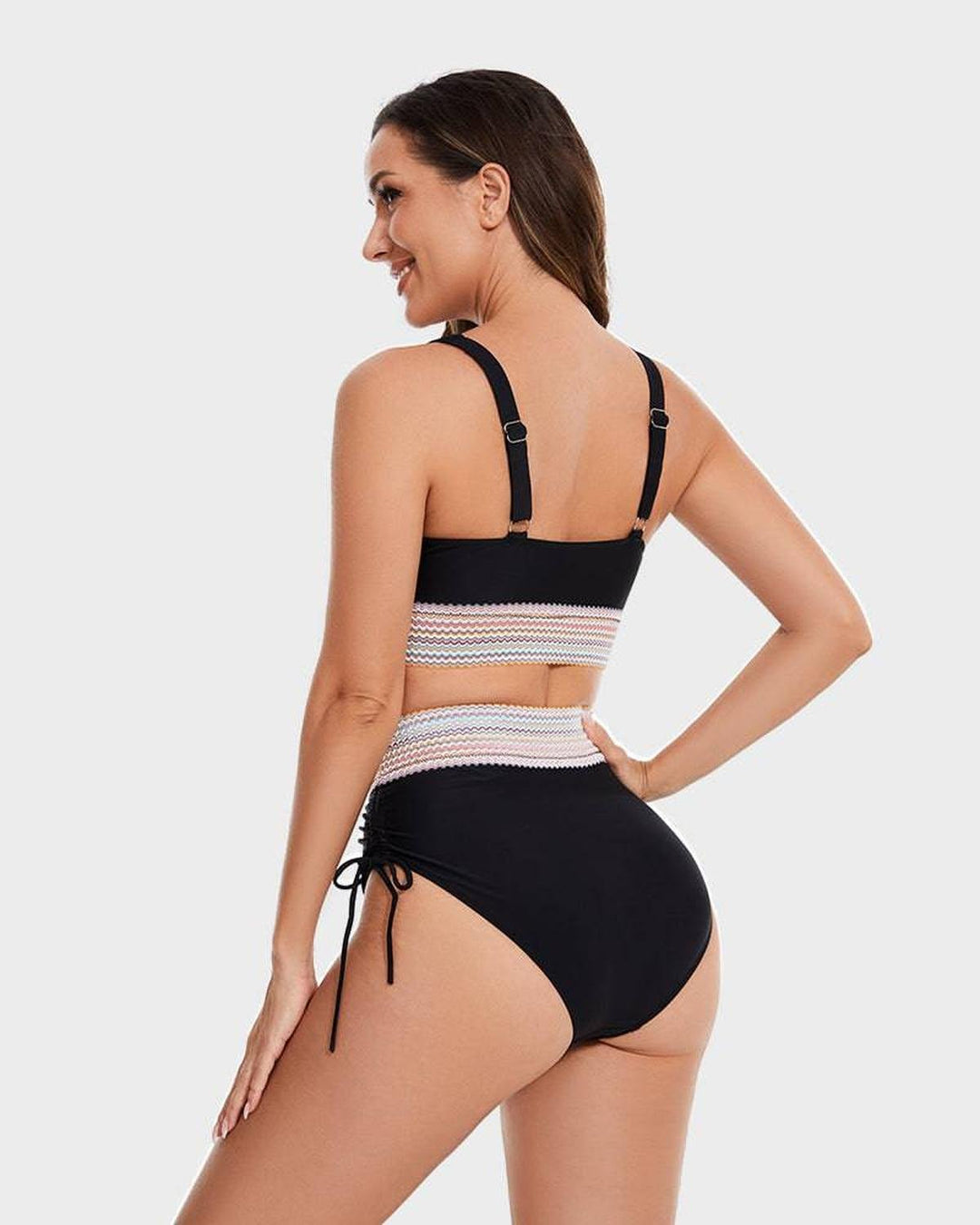 Conjunto de Biquíni de Cintura Alta com Suporte para a Barriga