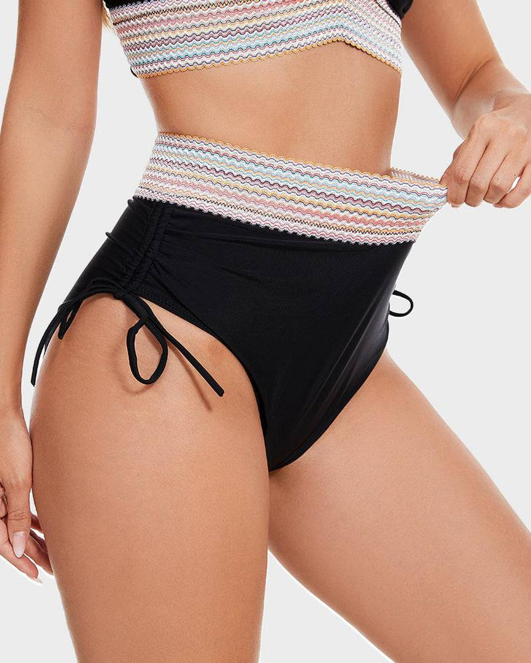 Conjunto de Biquíni de Cintura Alta com Suporte para a Barriga