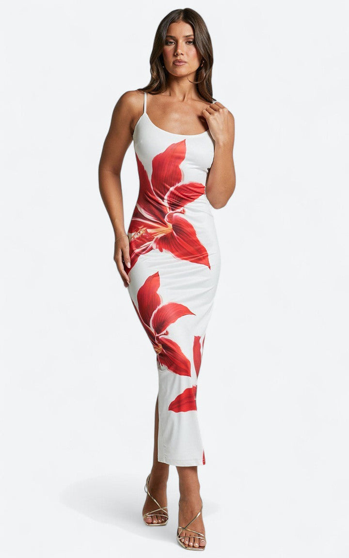 Iselin | Midi Dress with Floral Print