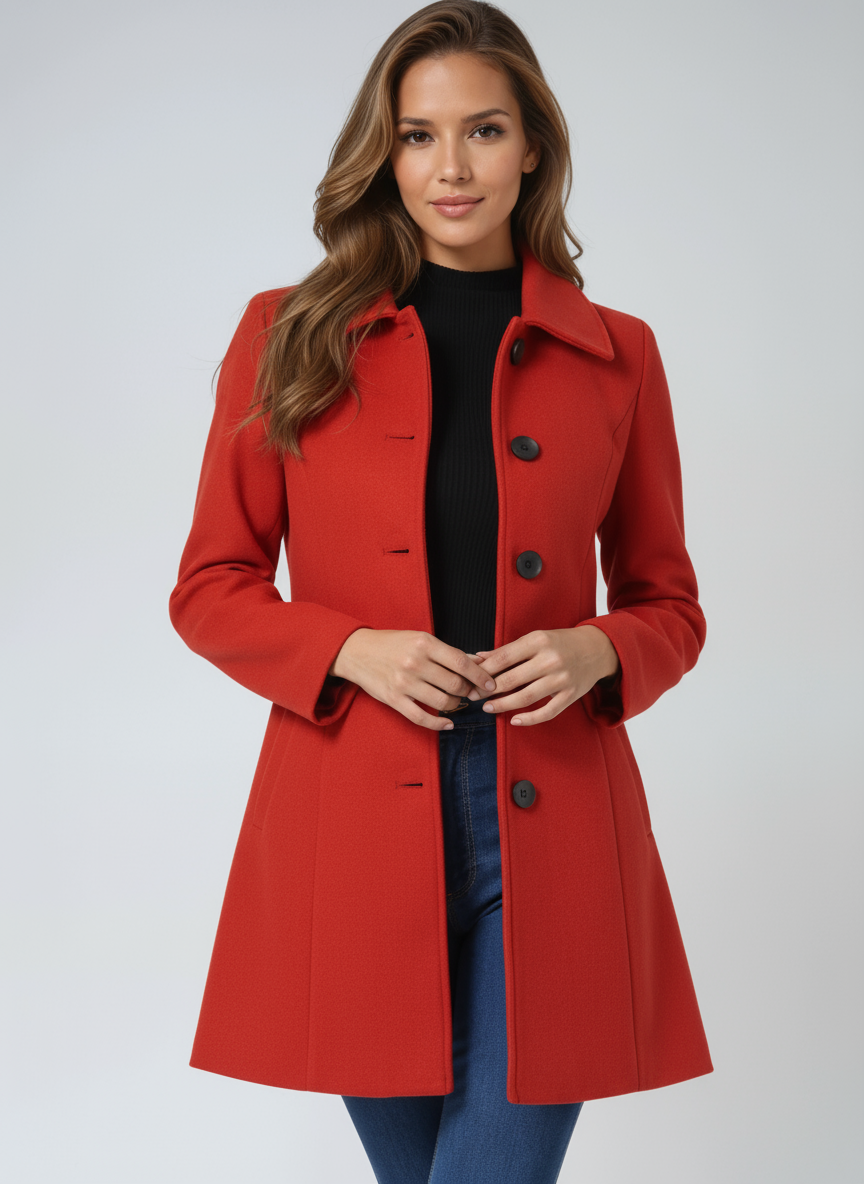 Casaco Trench de Inverno Feminino com Botões