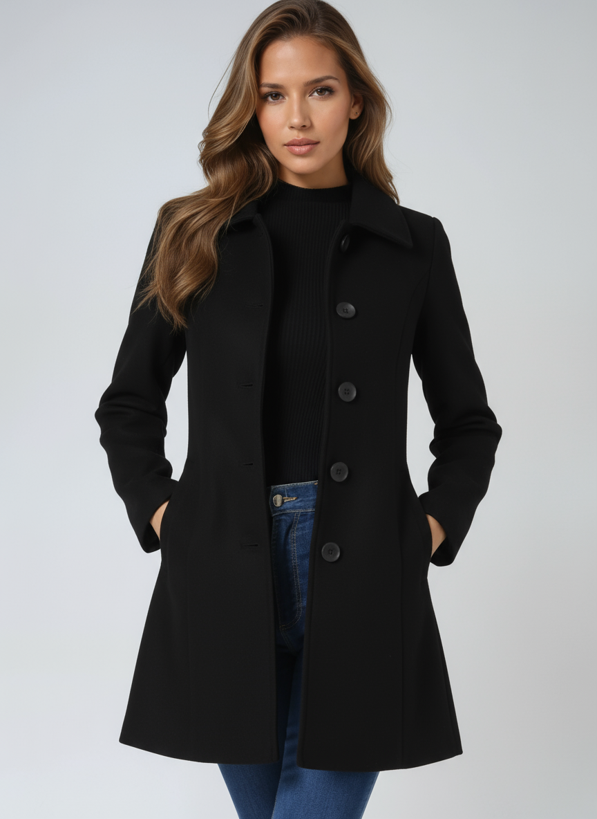 Casaco Trench Feminino de Inverno com Botão Único