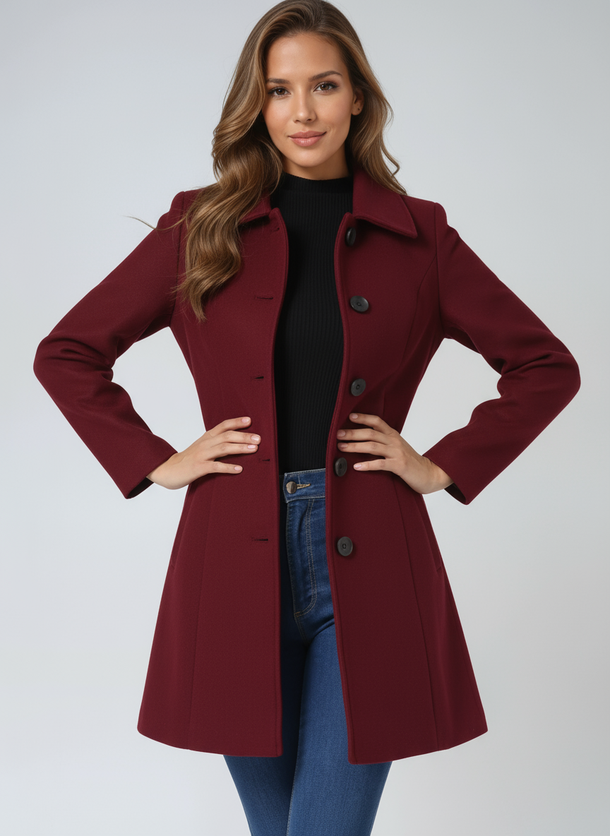 Casaco Trench Feminino de Inverno com Botão Único