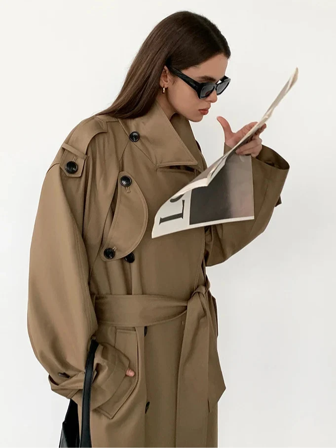 Long Oversized Women's Trench Coat