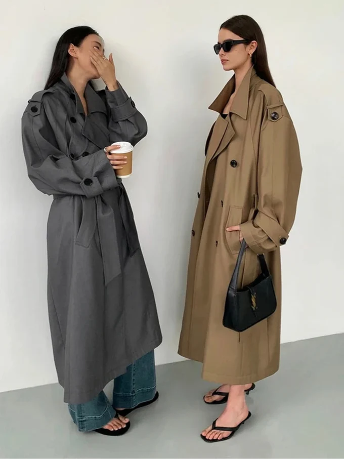 Long Oversized Women's Trench Coat