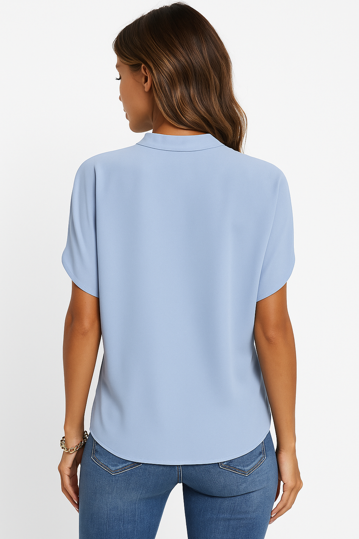 Blusa Mandarim com Decote em V