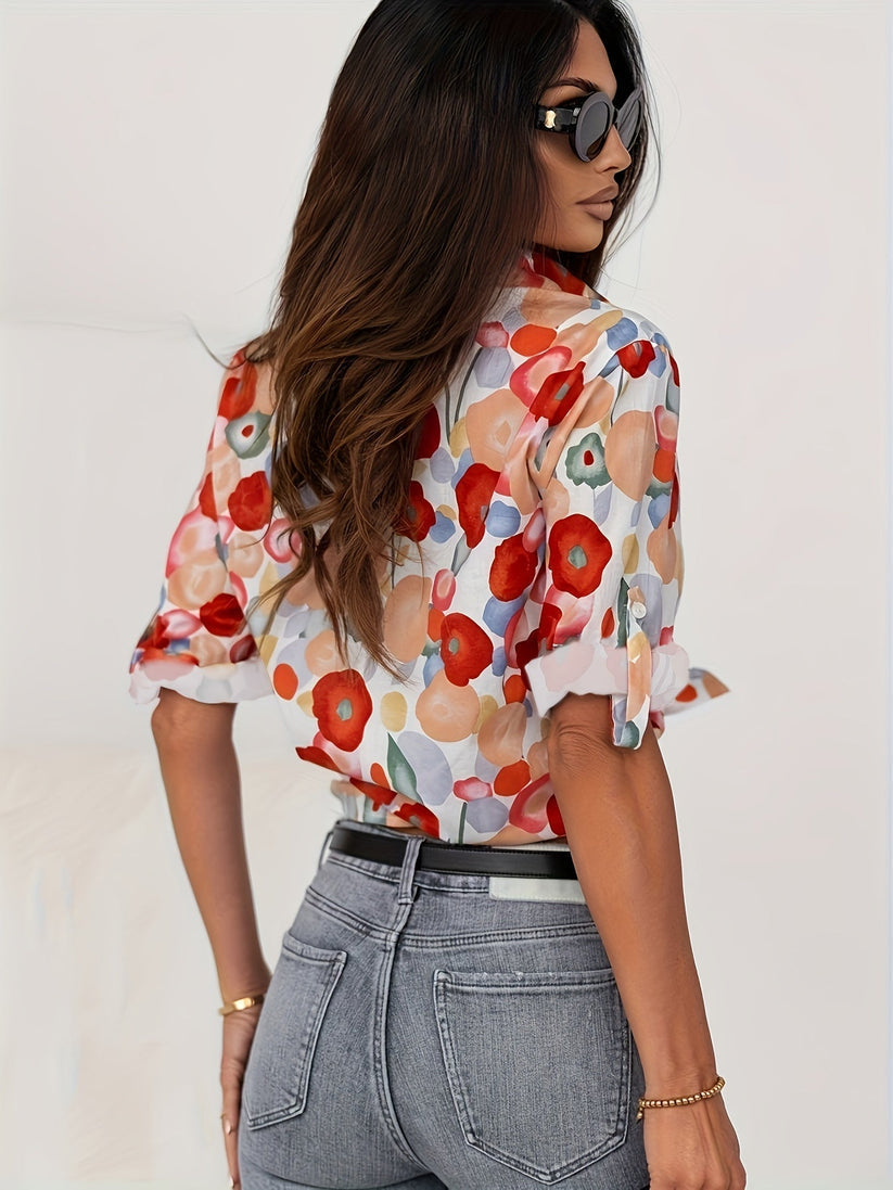 Blusa de Manga Longa com Estampa Floral Feminina