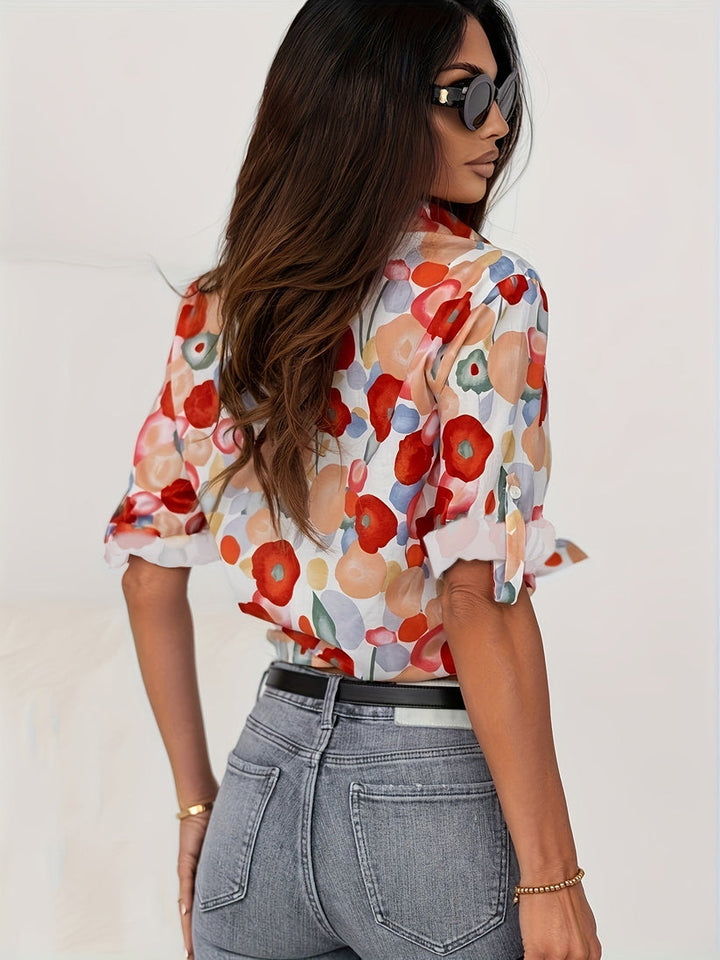 Blusa de Manga Longa com Estampa Floral Feminina