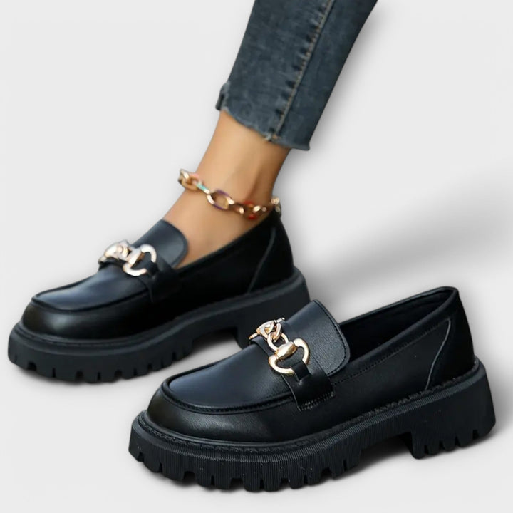 Lúcia - Mocassins Femininos de Plataforma com Fivela