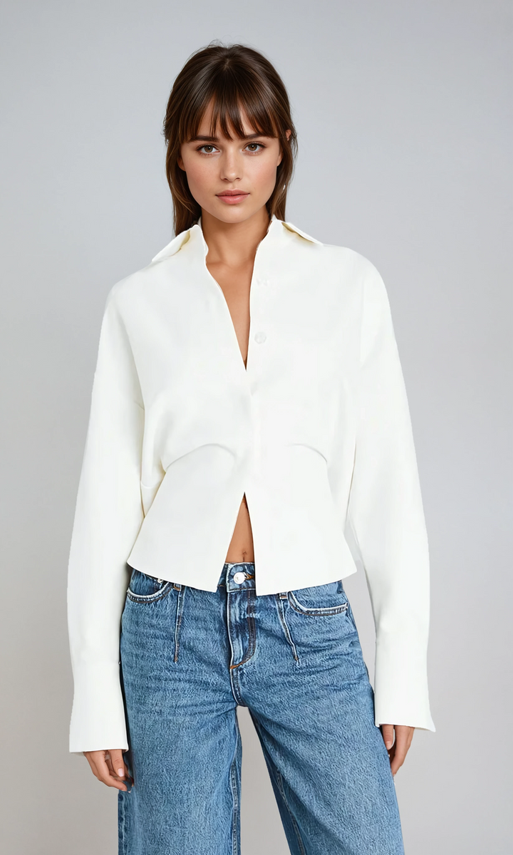 Draped Button-Up Shirt