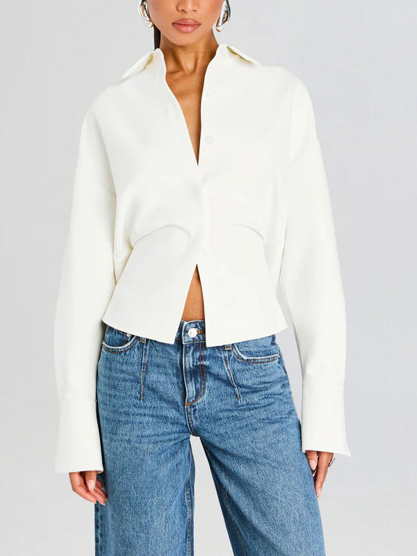 Draped Button-Up Shirt