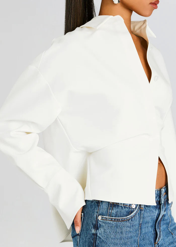 Draped Button-Up Shirt