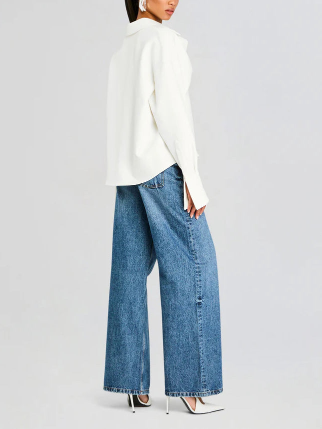 Draped Button-Up Shirt