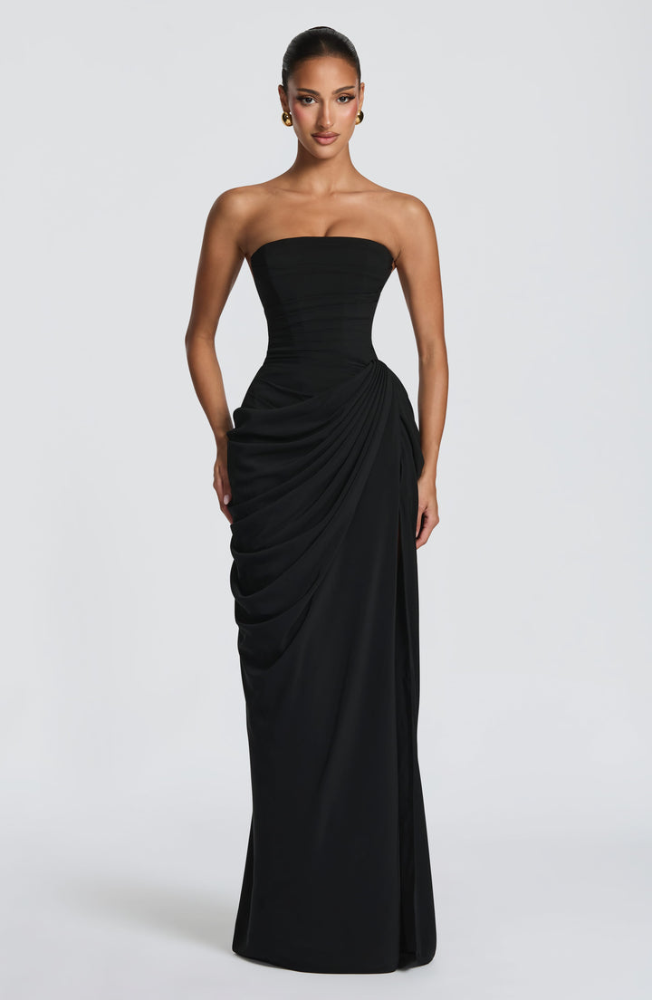 Vestido Longo com Corpete e Abertura - Estilo Palavra de Honra
