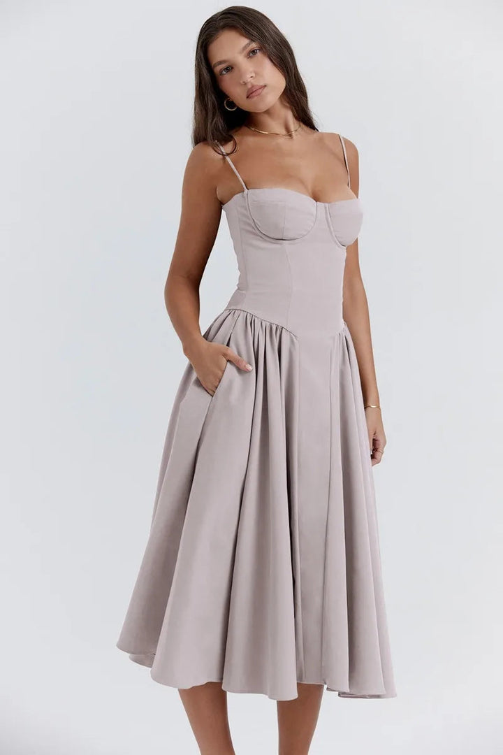 Sigrid | Midi Length Sleeveless Bustier Dress