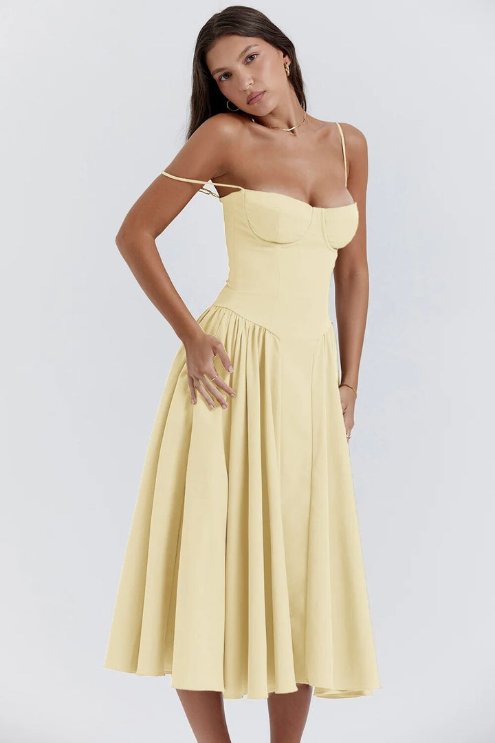 Sigrid | Midi Length Sleeveless Bustier Dress