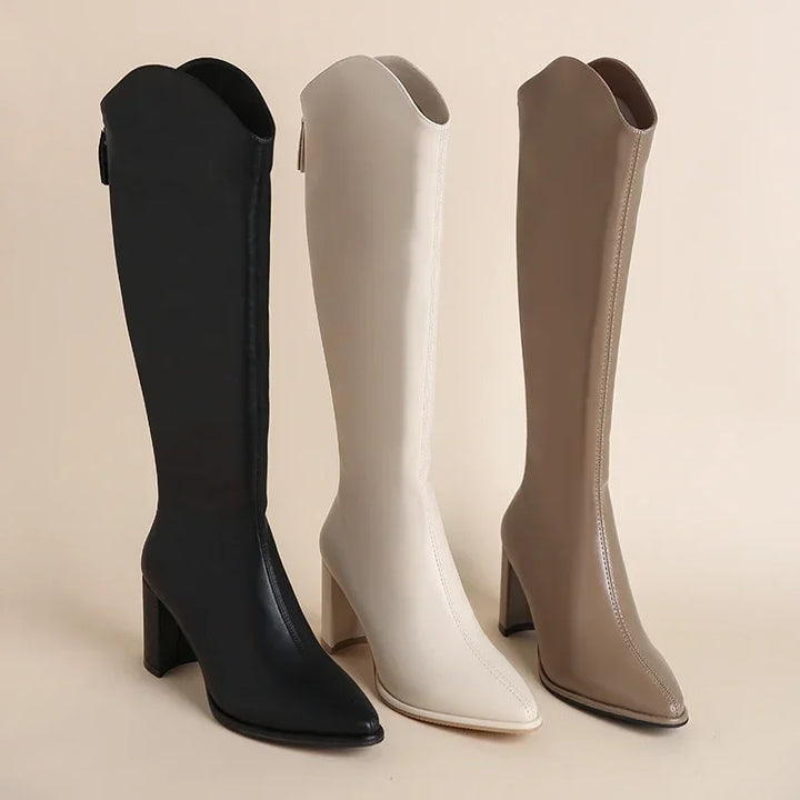 Hilda - Botas Elegantes de Salto Grosso para o Inverno