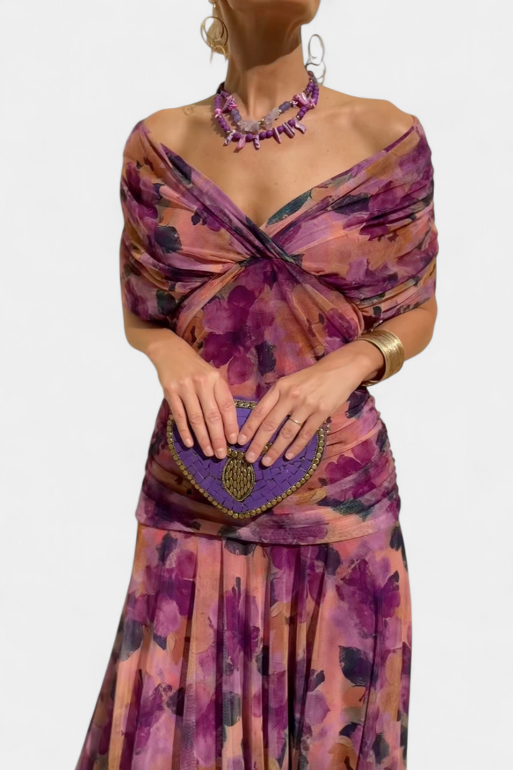 Alondra | Vestido Floral Longo com Decote em V