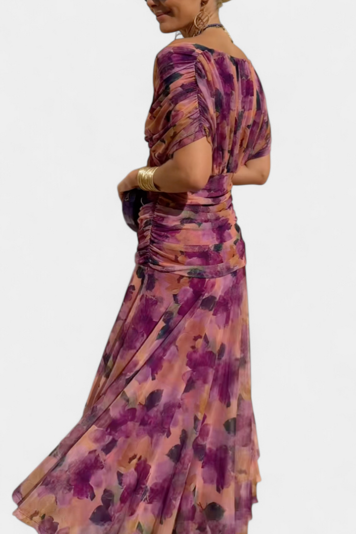 Alondra | Vestido Floral Longo com Decote em V