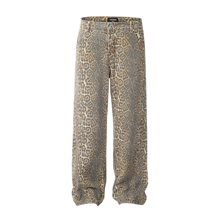 Jeans Vintage com Estampa de Onça