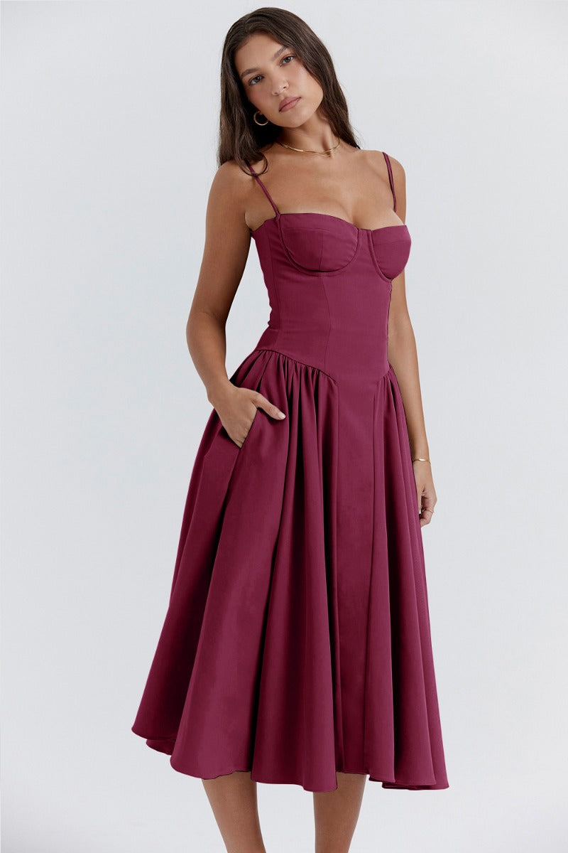 Sigrid | Midi Length Sleeveless Bustier Dress