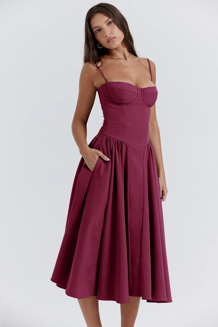 Sigrid | Midi Length Sleeveless Bustier Dress