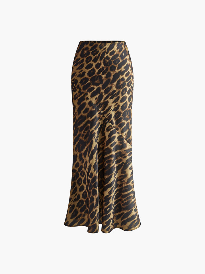 Saia Maxi Justa com Estampa de Leopardo