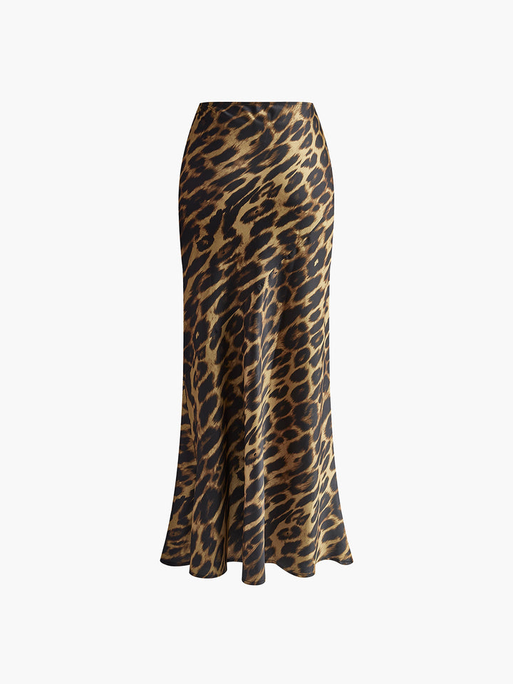 Saia Maxi Justa com Estampa de Leopardo