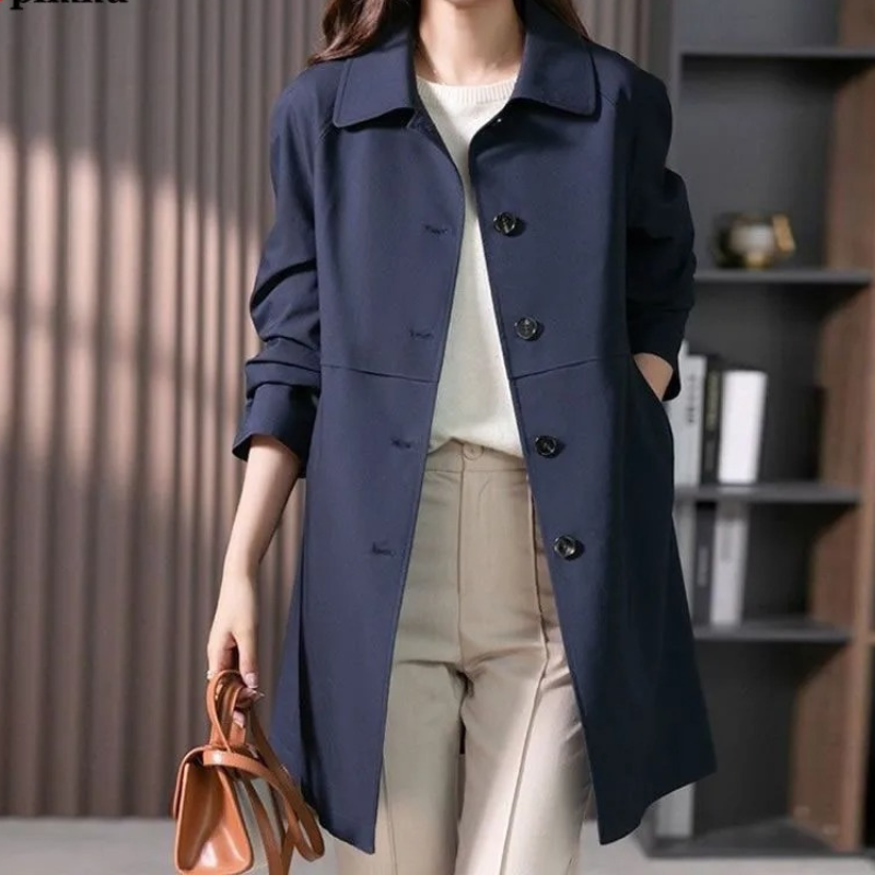 Casaco Trench Feminino Curto com Botões
