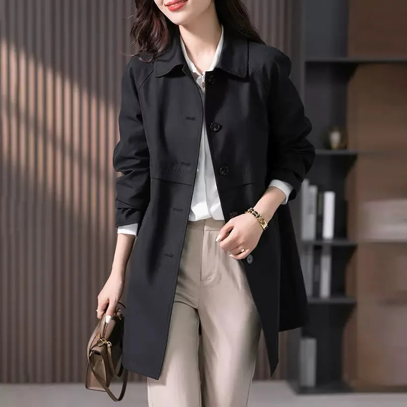 Casaco Trench Feminino Curto com Botões