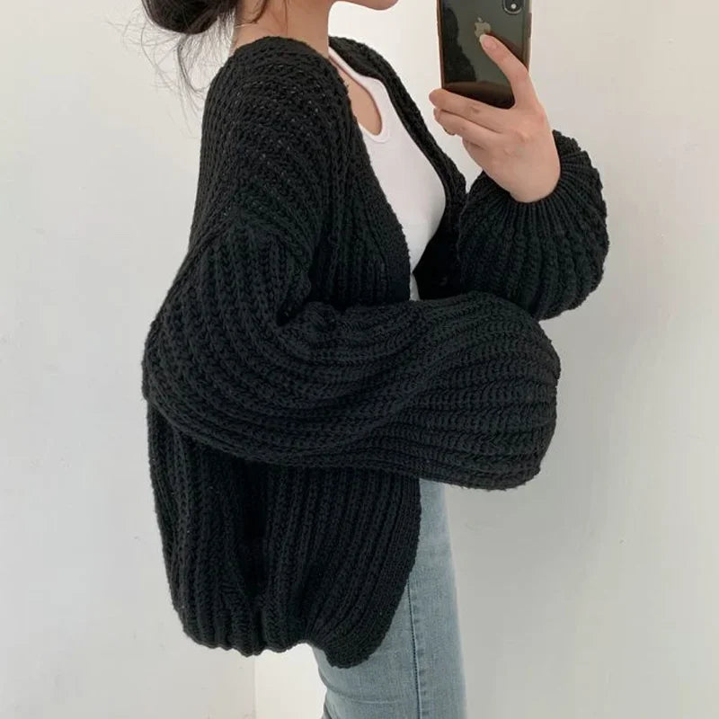 Oversized Sleeve Knit Cardigan