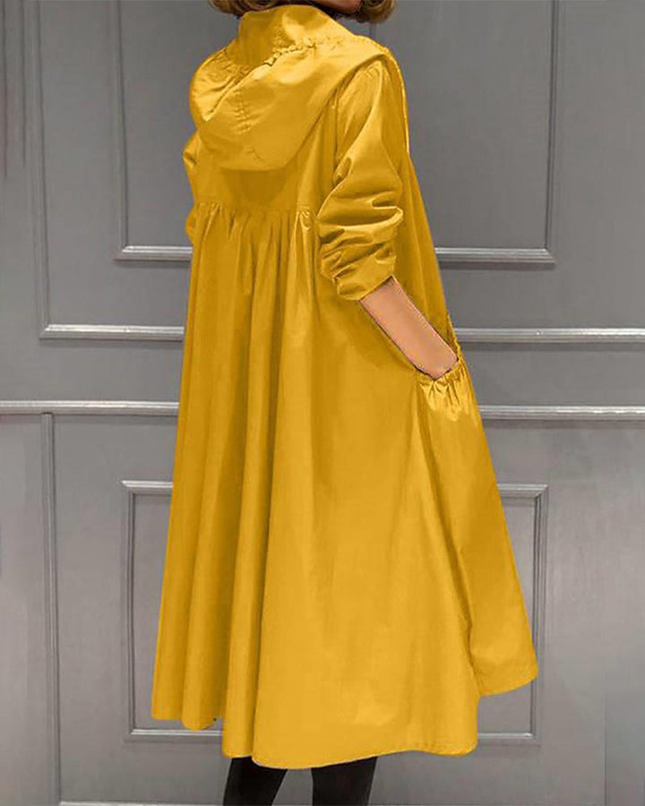 Casaco Trench Longo Impermeável Feminino para Outono e Inverno