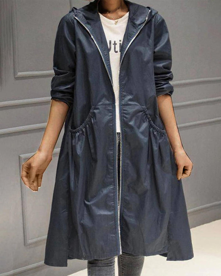 Casaco Trench Longo Impermeável Feminino para Outono e Inverno