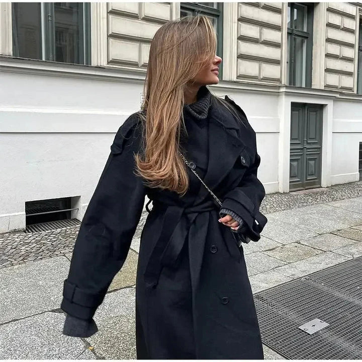 Casaco de Lã Mista com Frente Dupla para Mulheres
